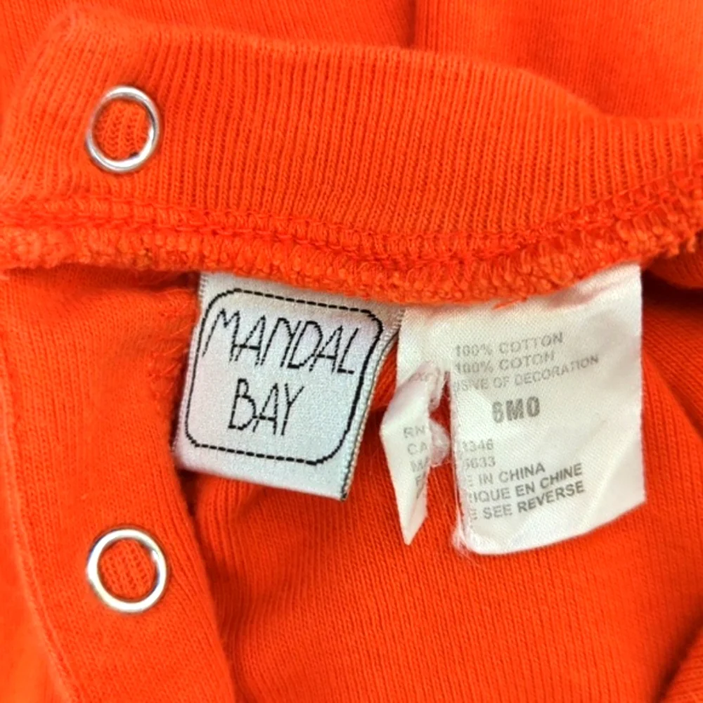 Mandal Bay Baby Orange Jack O Lantern Cotton Halloween Onesie Size 6 Months